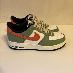 Nike Mens Sneakers - Olive Green and Bright Orange